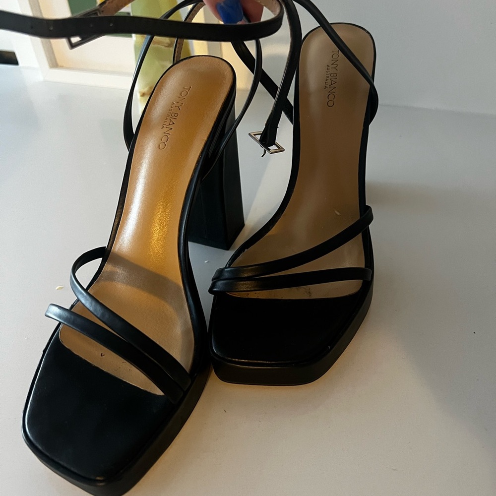 Tony Bianco Black Strappy Heels